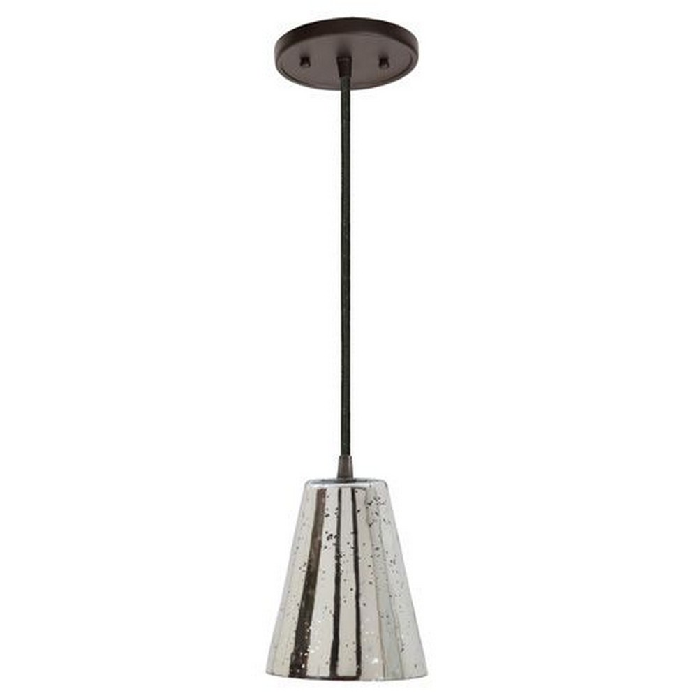 JVI Designs-1300-18 G2-CK-Grand Central - One Light Mini-Pendant Gunmetal Crackled Glass 7.5 Wide, Mouth Blown Glass Medium Cone Shade